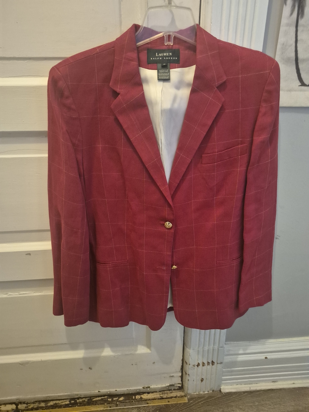 Lauren Ralph Lauren Red Windowpane Blazer